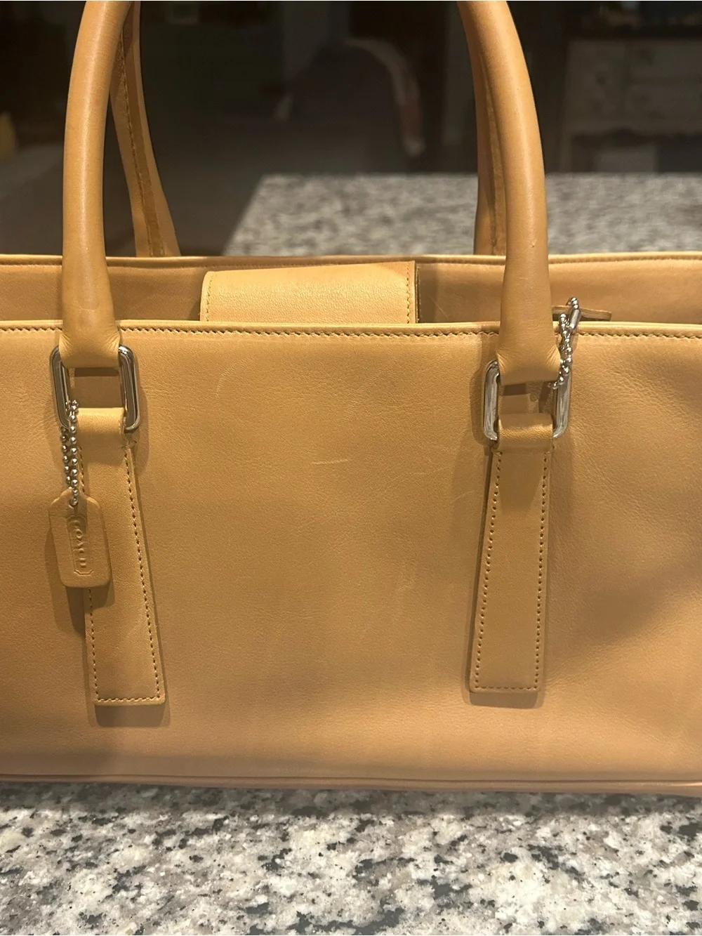 Coach Leather Satchel in Mustard Tan